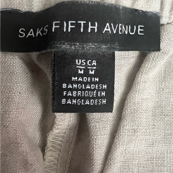 SAKS Fifth Avenue Linen Wide leg pants in Khaki - NWT - Size Medium - Picture 6 of 6